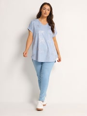 Yours Curve Floral Foil Notch Neck Top - Imagen 3 de 5