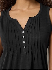 M&Co Black Cotton Sleeveless Henley Top - Image 4 of 5