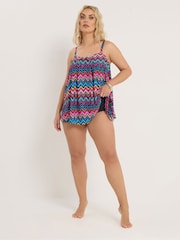 Yours Curve Multi Chevron Pleated Front Tankini - Image 4 of 7
