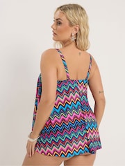 Yours Curve Multi Chevron Pleated Front Tankini - Image 5 of 7