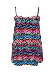 Yours Curve Multi Chevron Pleated Front Tankini - Image 6 of 7