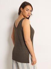Yours Curve Brown Knitted Vest Top - Image 3 of 6