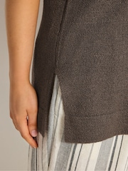 Yours Curve Brown Knitted Vest Top - Image 5 of 6