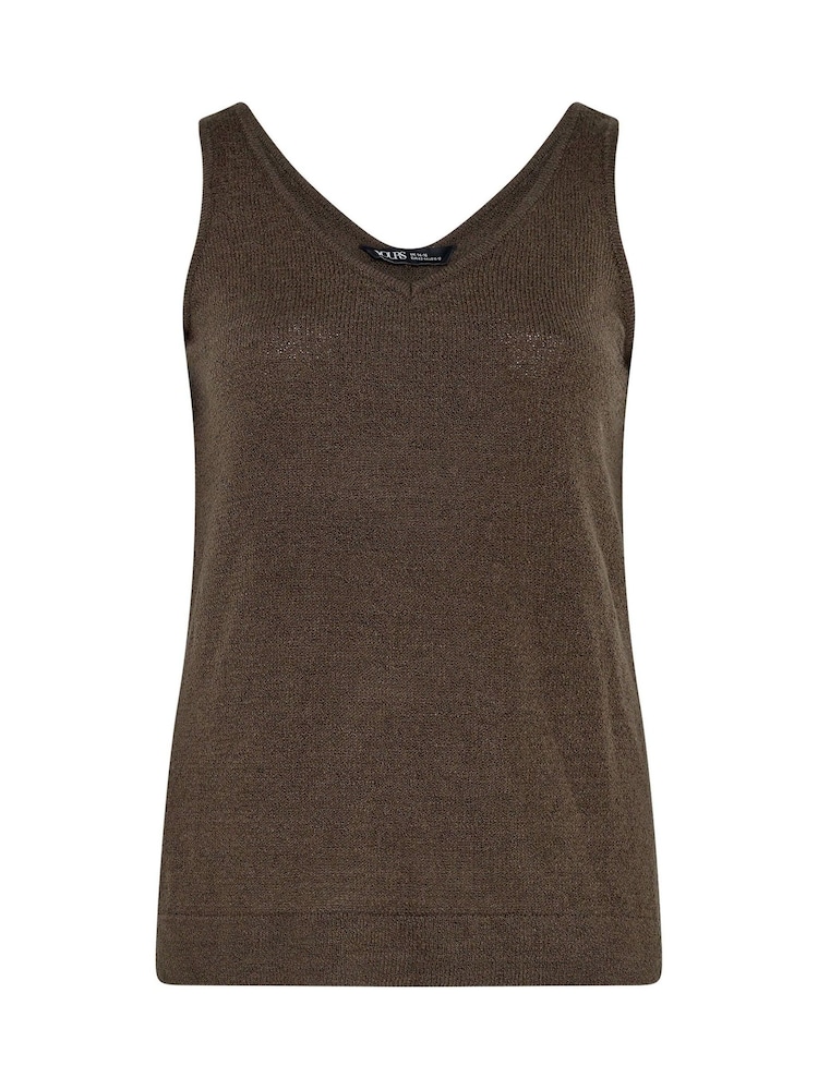 Yours Curve Brown Knitted Vest Top - Image 6 of 6 Yours Curve Brown Knitted Vest Top - Image 6 of 6
