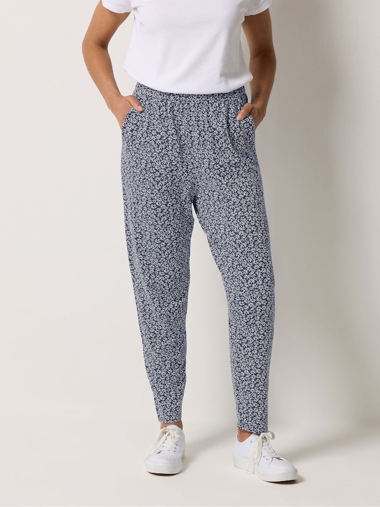 M&Co Blue Jersey Hareem Cropped Trousers - Image 1 of 5