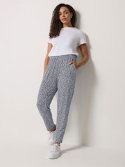 M&Co Blue Jersey Hareem Cropped Trousers - Image 2 of 5
