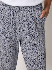 M&Co Blue Jersey Hareem Cropped Trousers - Image 4 of 5