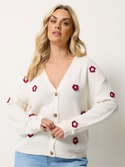 Yours Curve Cream Applique Flower Cardigan - Image 1 of 6