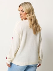 Yours Curve Cream Applique Flower Cardigan - Image 3 of 6
