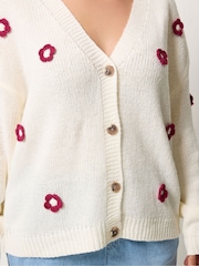 Yours Curve Cream Applique Flower Cardigan - Image 4 of 6