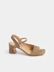 Long Tall Sally סנדלים מזמש מלאכותי עם עקב בלוק - תמונה 2 מתוך 5