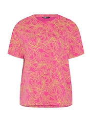Yours Curve Pink Green All OverStep Hem Boxy T-Shirt - Image 5 of 5