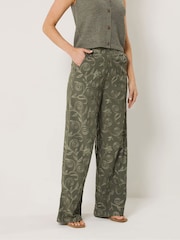 Long Tall Sally Green Floral Embroidered Wide Leg Trousers - Image 3 of 5