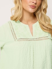 M&Co Green Embroidered Ruffle Top - Image 4 of 5