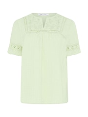 M&Co Green Embroidered Ruffle Top - Image 5 of 5