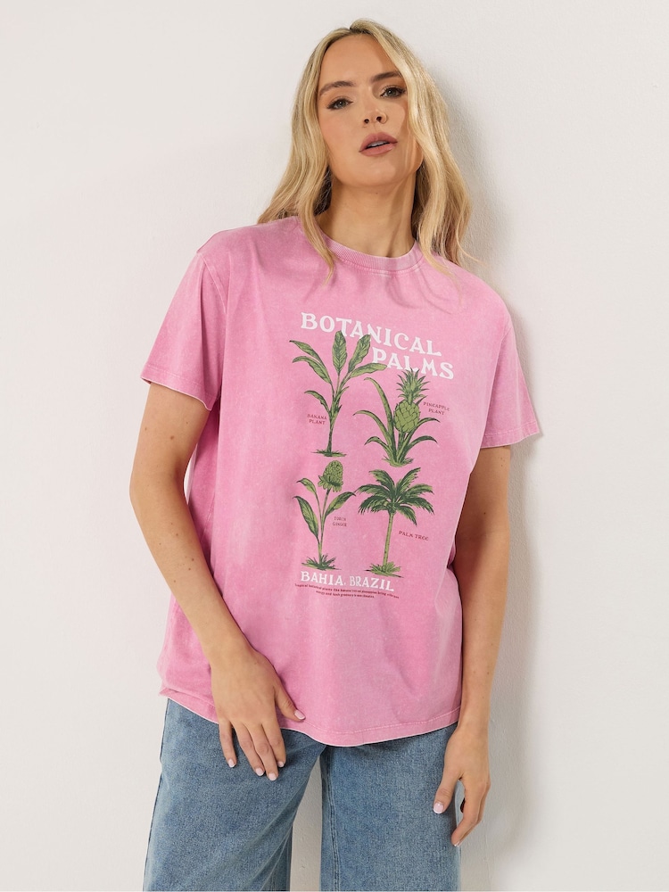 Long Tall Sally Botanical Palms Slogan Oversized T-Shirt - Image 1 of 5 Long Tall Sally Botanical Palms Slogan Oversized T-Shirt - Image 1 of 5