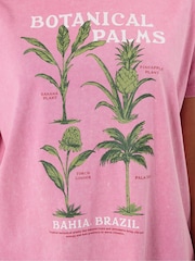 Long Tall Sally Botanical Palms Slogan Oversized T-Shirt - Image 4 of 5