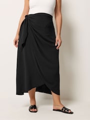 Yours Curve Black Airflow Wrap Over Skirt - Image 2 of 4