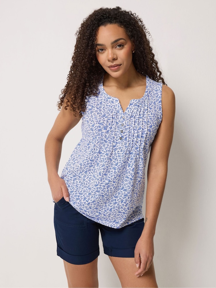 M&Co White Cotton Sleeveless Henley Top - Image 1 of 5