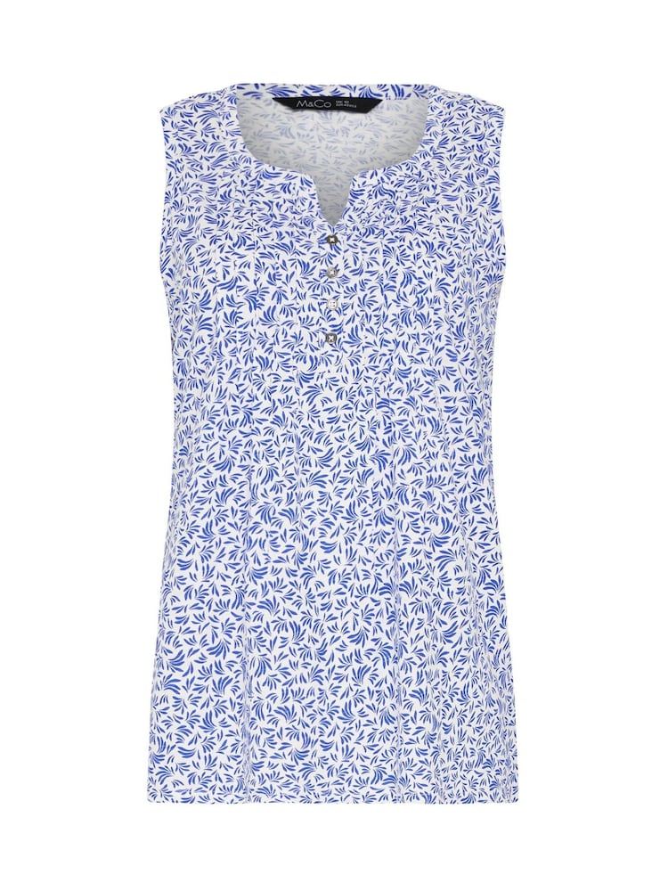 M&Co White Cotton Sleeveless Henley Top - Image 5 of 5