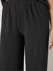 Long Tall Sally Black Bubble Textured Wide Leg Trousers - Image 4 of 5