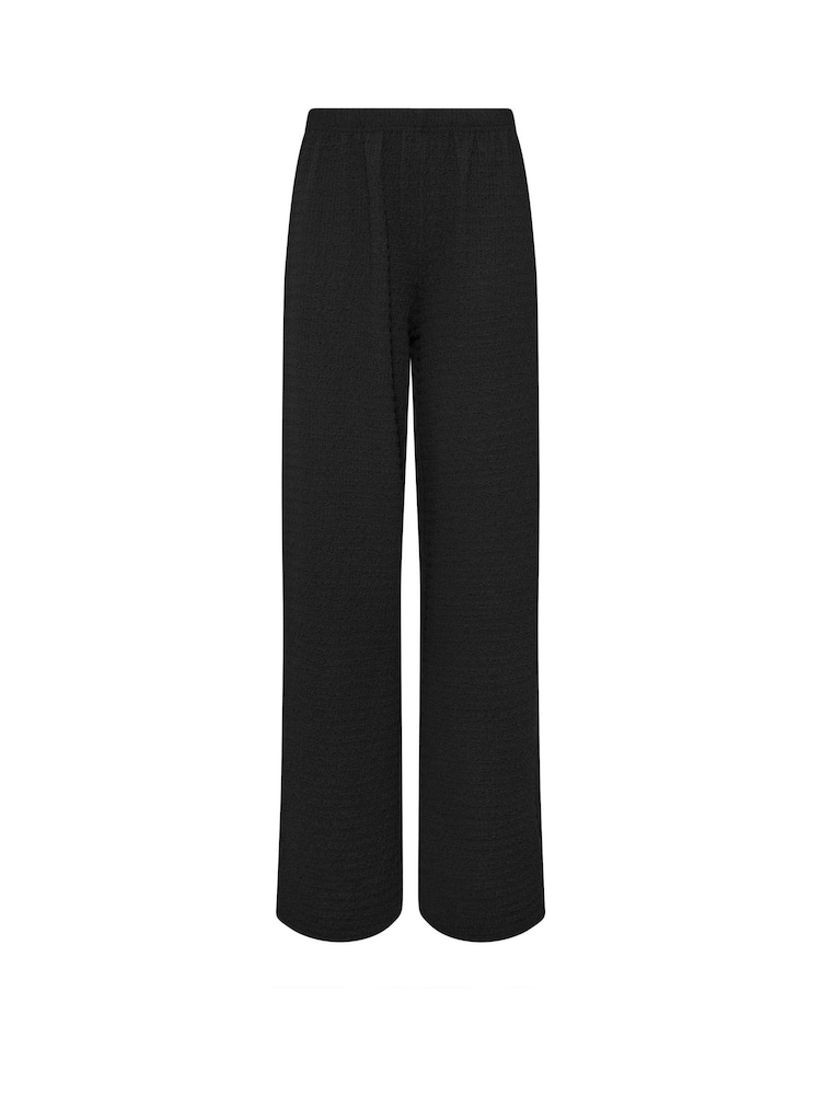 Long Tall Sally Black Bubble Textured Wide Leg Trousers - Image 5 of 5