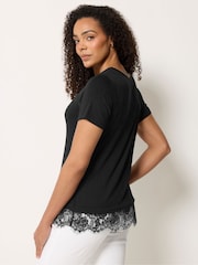 M&Co Black Lace Hem T-Shirt - Image 3 of 5