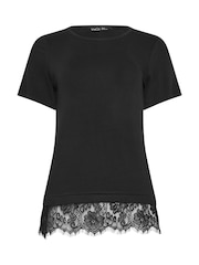 M&Co Black Lace Hem T-Shirt - Image 5 of 5