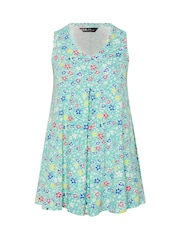 Yours Curve Green Floral Pleated Vest Top - Image 5 of 5