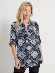 M&Co Blue Half Placket Shirt - Image 1 of 2