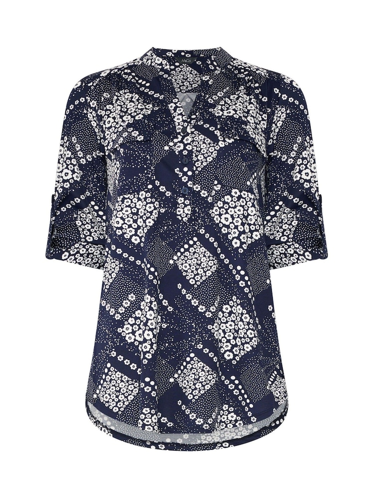 M&Co Blue Half Placket Shirt - Image 2 of 2 M&Co Blue Half Placket Shirt - Image 2 of 2