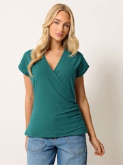 M&Co Green Grown On Sleeve Wrap Top - Image 1 of 5