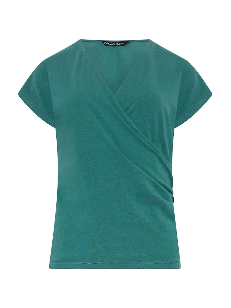 M&Co Green Grown On Sleeve Wrap Top - Image 5 of 5