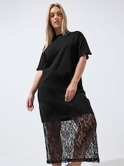 Yours Curve Black Limited Cotton Lace Dress - Image 1 of 5