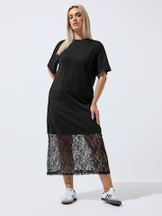 Yours Curve Black Limited Cotton Lace Dress - Image 2 of 5