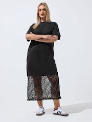 Yours Curve Black Limited Cotton Lace Dress - Image 3 of 5