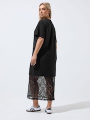 Yours Curve Black Limited Cotton Lace Dress - Image 4 of 5