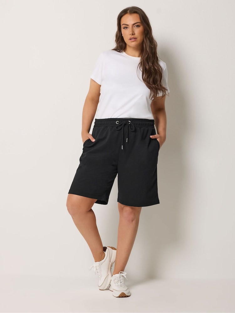 Yours Curve Black Drawstring Tie Shorts - Image 2 of 5