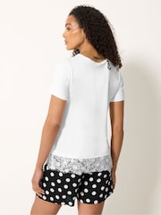 M&Co Cream Lace Hem T-Shirt - Image 3 of 5