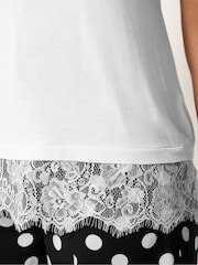 M&Co Cream Lace Hem T-Shirt - Image 4 of 5