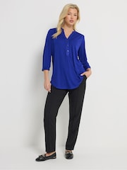 M&Co Blue Half Placket Collarless Shirt - Image 2 of 5