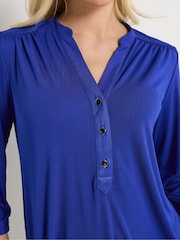 M&Co Blue Half Placket Collarless Shirt - Image 4 of 5