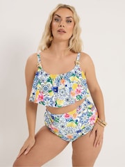 Yours Curve White Frilled Bikini Top - Image 2 of 7