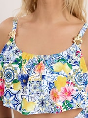 Yours Curve White Frilled Bikini Top - Image 5 of 7