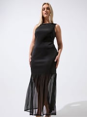 Yours Curve Black Limited Mesh Dress - Image 1 of 5