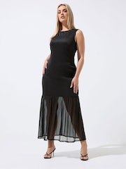 Yours Curve Black Limited Mesh Dress - Image 2 of 5
