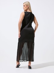 Yours Curve Black Limited Mesh Dress - Image 3 of 5