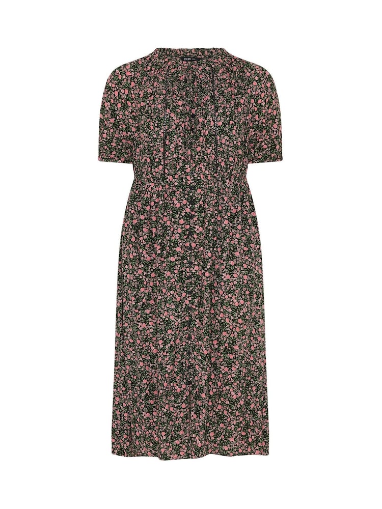 Yours Curve Black Ditsy Floral Pintuck Maxi Dress - Image 5 of 5 Yours Curve Black Ditsy Floral Pintuck Maxi Dress - Image 5 of 5