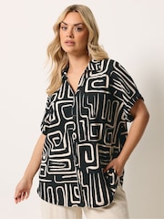 Yours Curve Black Grown On Boxy Shirt - Image 1 of 5