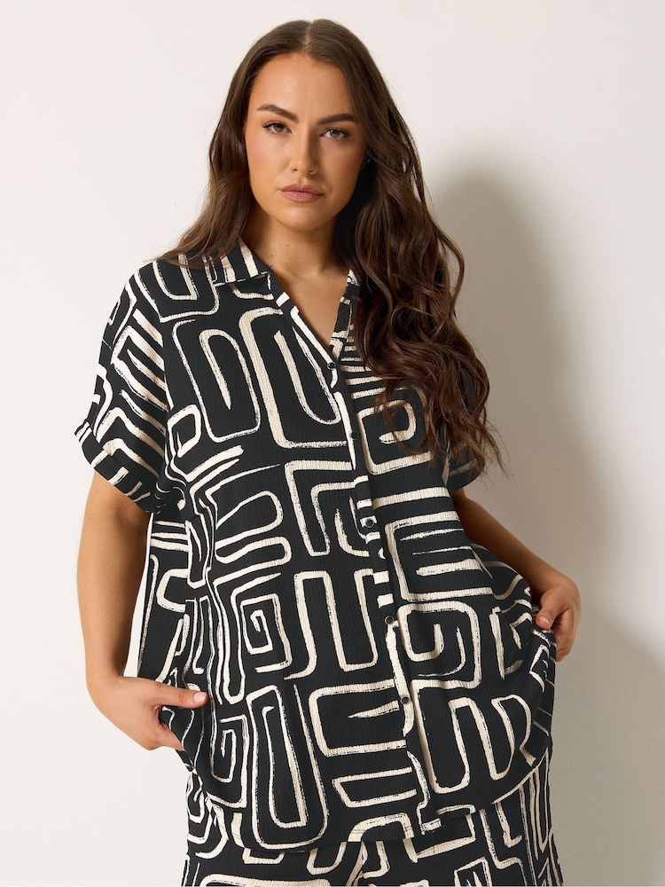 Yours Curve Black Grown On Boxy Shirt - Image 1 of 5